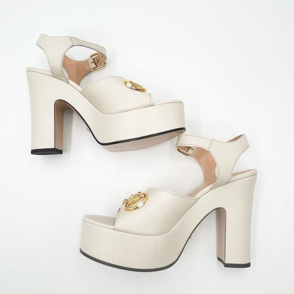 Gucci Baby Horsebit Platform Sandal Mystic White Heels New EU 41 US 11 - Picture 6 of 13